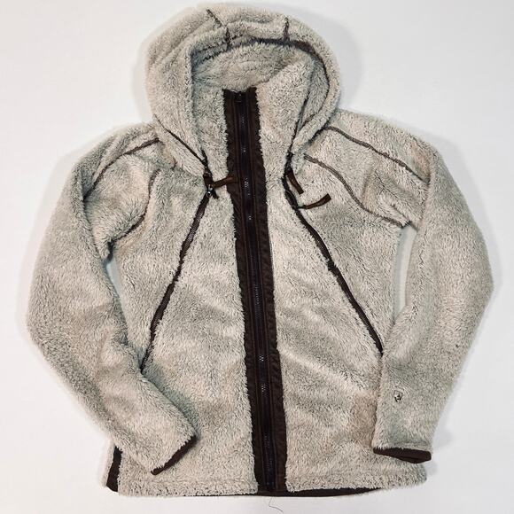 KÜHL Flight Jacket Women’s Small Plush Fleece Zip Hoodie Beige - Picture 5 of 16